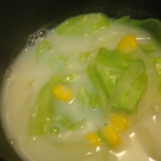 春キャベツ＆コーンの豆乳スープ